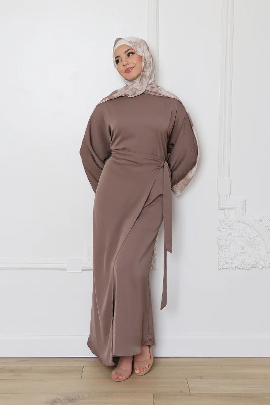 Closeout Sale Milah Wrap Abaya- Mink