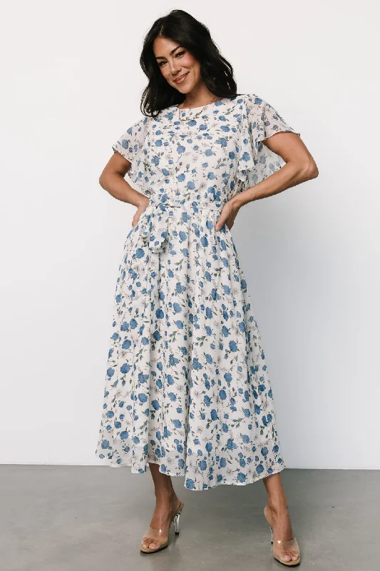 pleated dressLaurel Midi Dress | Off-White + Blue Floral