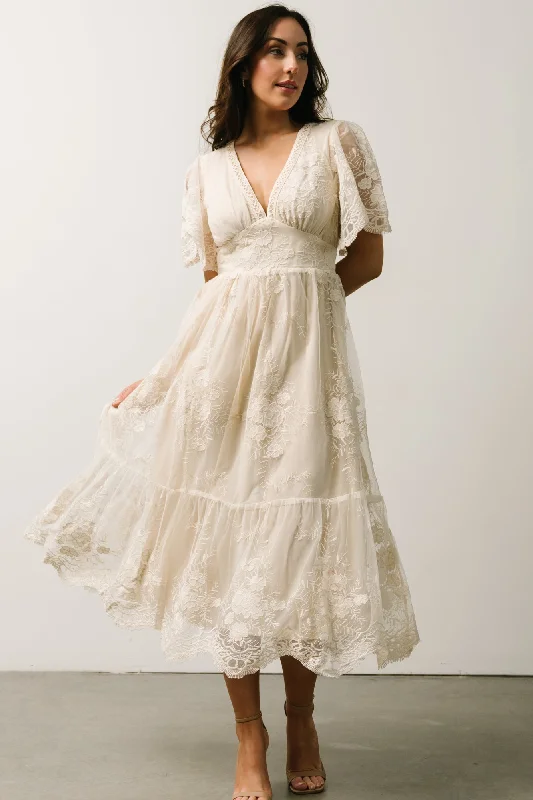 summer floral dressClarisa Lace Midi Dress | Vintage Cream