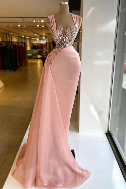 Price Reduction Pink Elegant Long Mermaid Prom Dresses With Glitter,F04818