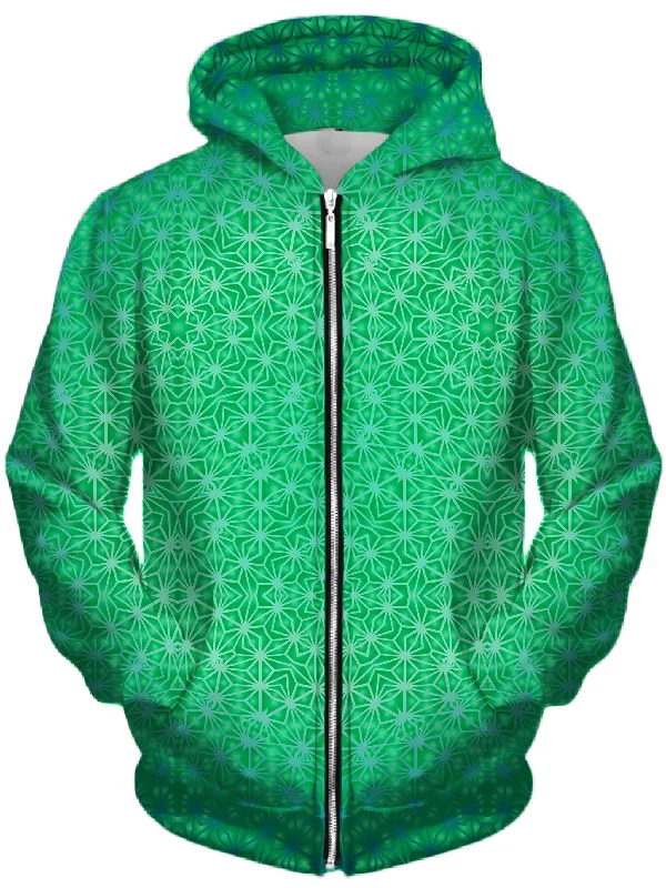 Limited Quantity Green Cosmic Stargrid Unisex Zip-Up Hoodie