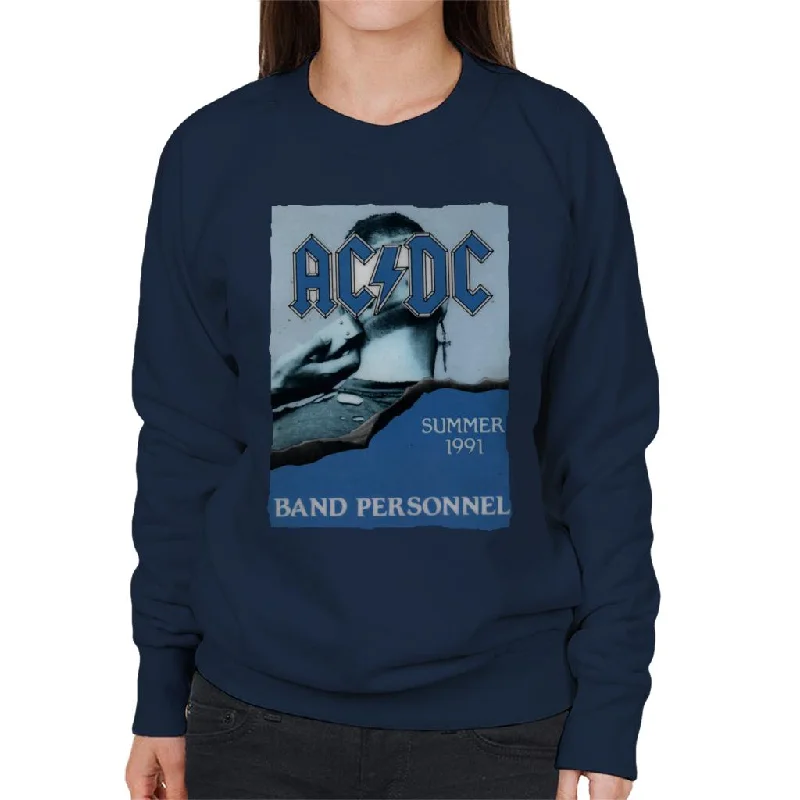 zip-up gym hoodieAC/DC Summer 1991 Band Personnel Women's Sweatshirt