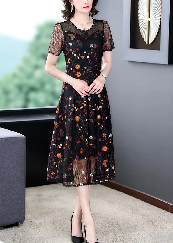 Midnight Sale Summer new design women clothing v-neck lace stitching embroidery  dresses