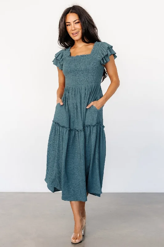 cocktail party dressJacie Smocked Midi Dress | Vintage Teal