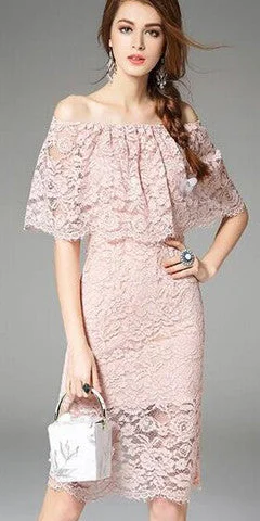 Act Now Vintage Off-the-shoulder Layered Lace Dress
