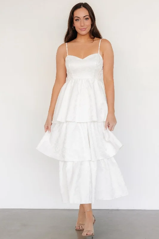 Final Sale Violetta Embossed Tiered Dress | Off White