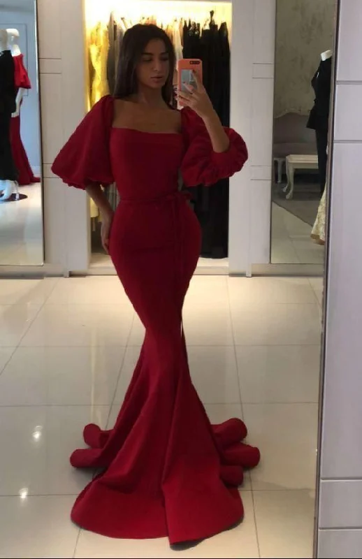 Weekend Special Red Mermaid Long Prom Dress, Chic Prom Dress,DS4160