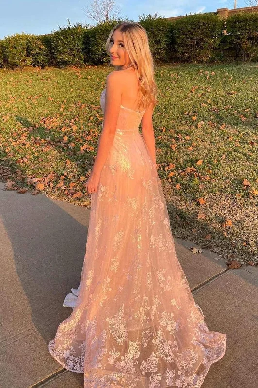 elegant maxi dressGlitter Strapless Rose Gold Mermaid Prom Dress Formal Dress,DP0162