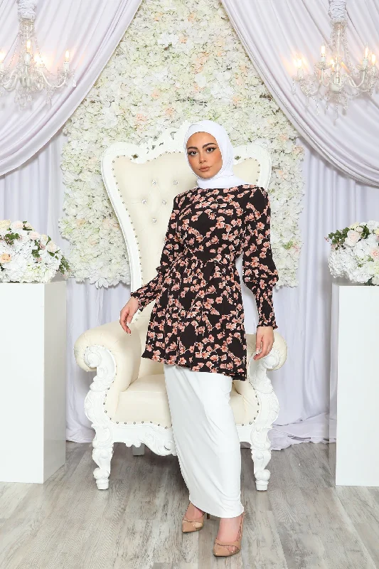 Limited Time Discount Floral Ruffle Top- Rose