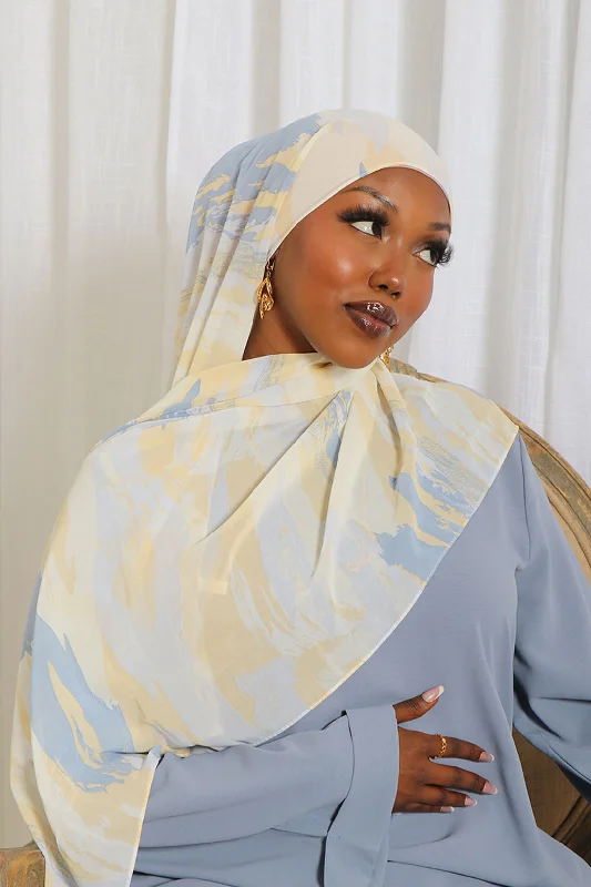 Bargain Bin Floral Chiffon Scarf- Blue