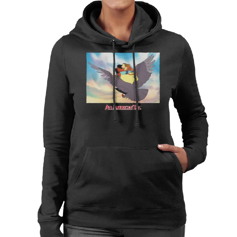 zip-up hoodie for gymAn American Tail Fieval And Tanya Flying  On Henri Le Pigeon Women's Hooded Sweatshirt