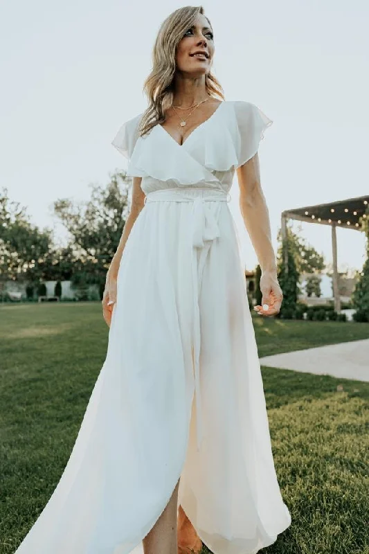 New Deals Katya Ruffle Maxi Dress | White