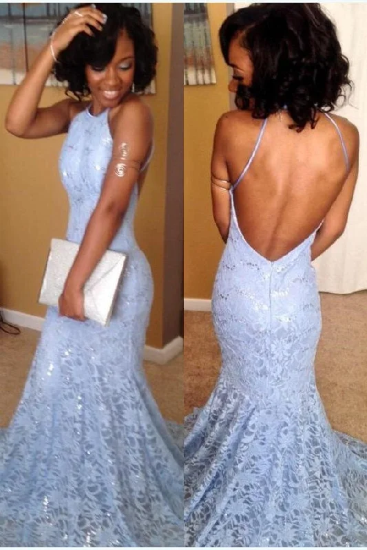 Great Bargains Glamorous Sky Blue Lace Backless Prom Dress Mermaid Long Sleeveless,DS4641 Great Bargains Glamorous Sky Blue Lace Backless Prom Dress Mermaid Long Sleeveless,DS4641
