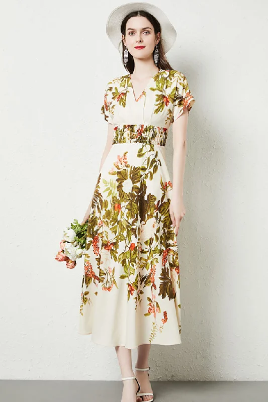 New Deals Elastic Waist Midi Dress L in Clearance