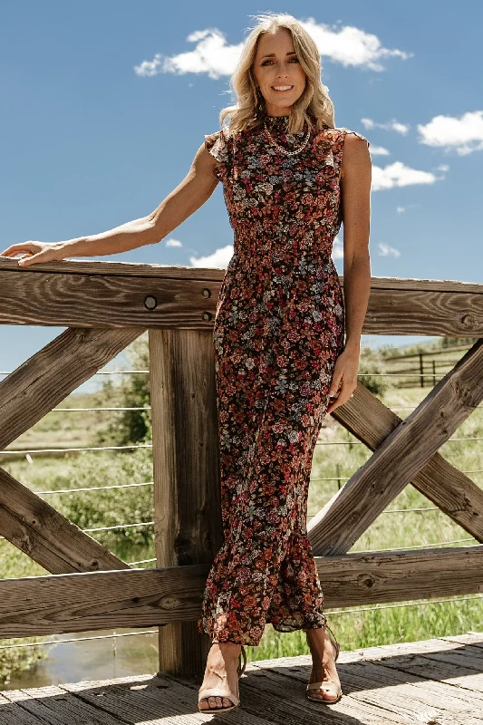 lace-up dressKearny Ruffle Maxi Dress | Brown Multi Floral