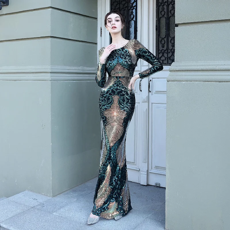 Shop and Save Backless Sequin Formal Dress