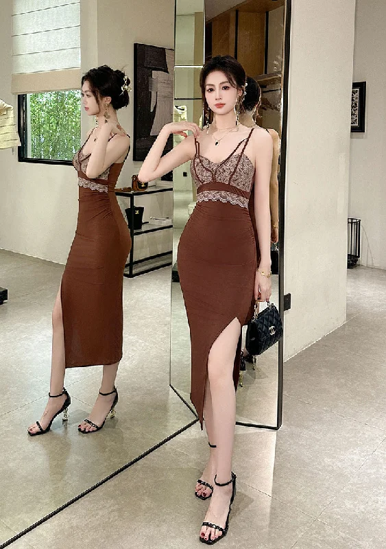 Savings Spectacular Elegant  Bodycon Long Dress with Slit