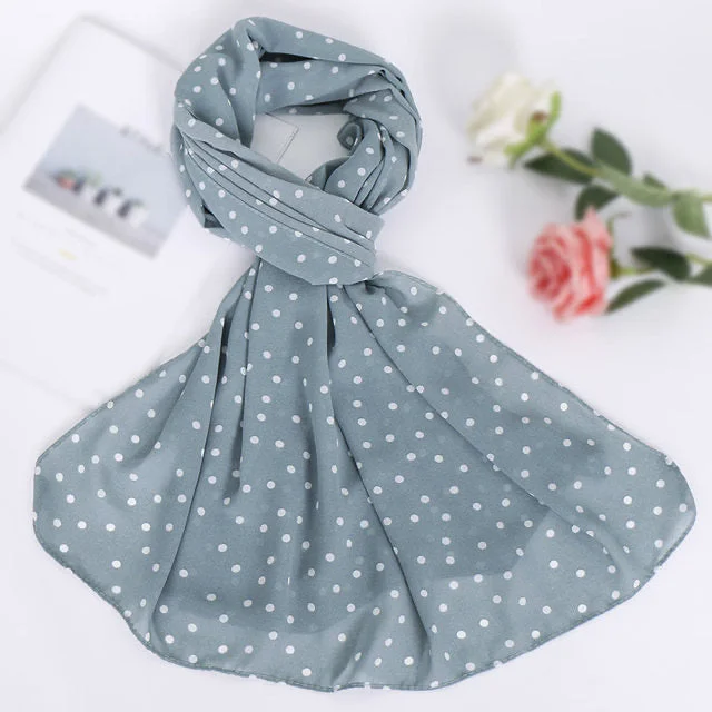 Huge Savings Mint Blue Polka Dot Chiffon Bubble Scarf