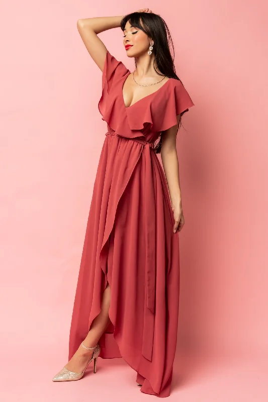 Limited Availability Katya Ruffle Maxi Dress | Rosewood