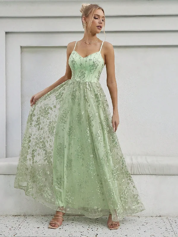Special Buy Mesh embroidery backless elegant evening Party dress