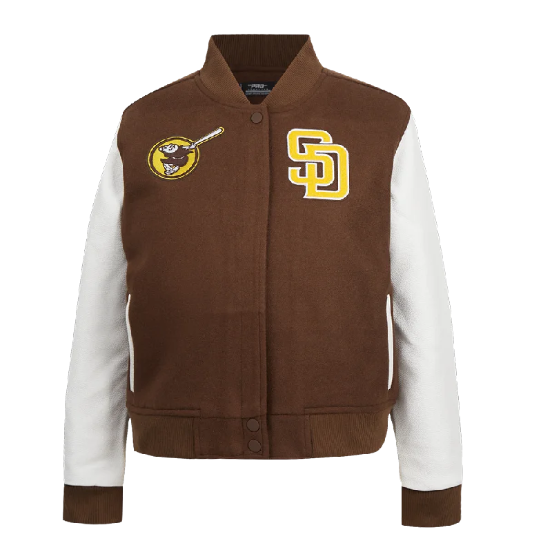 MLB SAN DIEGO PADRES CLASSIC WOMEN'S WOOL VARSITY JACKET (BROWN/WHITE)