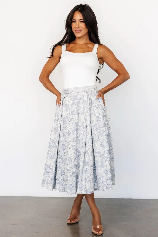 statement dressJeanne Pleated Midi Skirt | Pearl + Light Blue