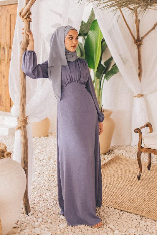 Shop and Save Sireen Textured Maxi Dress- Dusty Blue