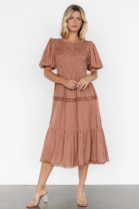 midi dressFinley Smocked Midi Dress | Light Copper