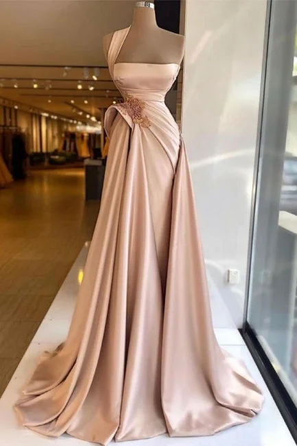 Discount Deals Elegant Long Champagne High Split Prom Dresses,F04825