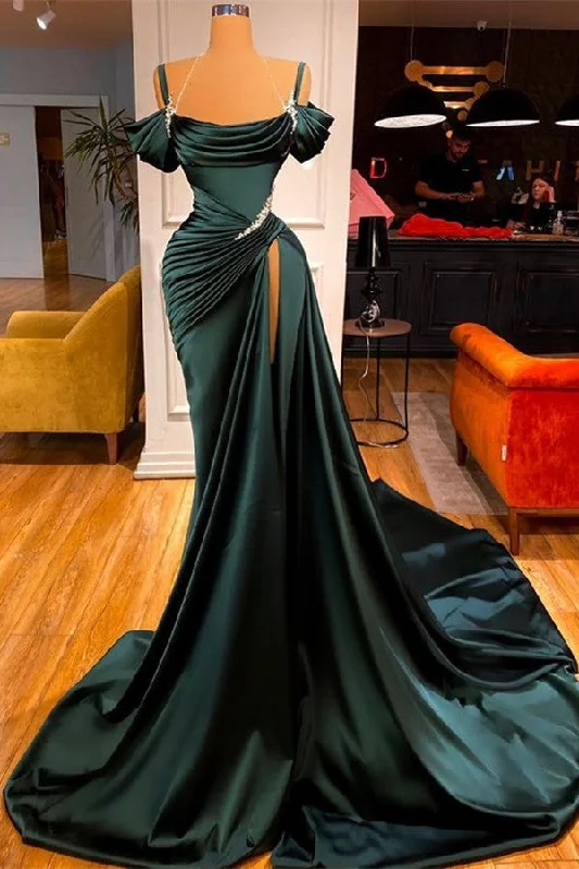 Deep Discounts Elegant Stunning Off-the-Shoulder Mermaid Prom Dress Ruffles With Split ,DS4623