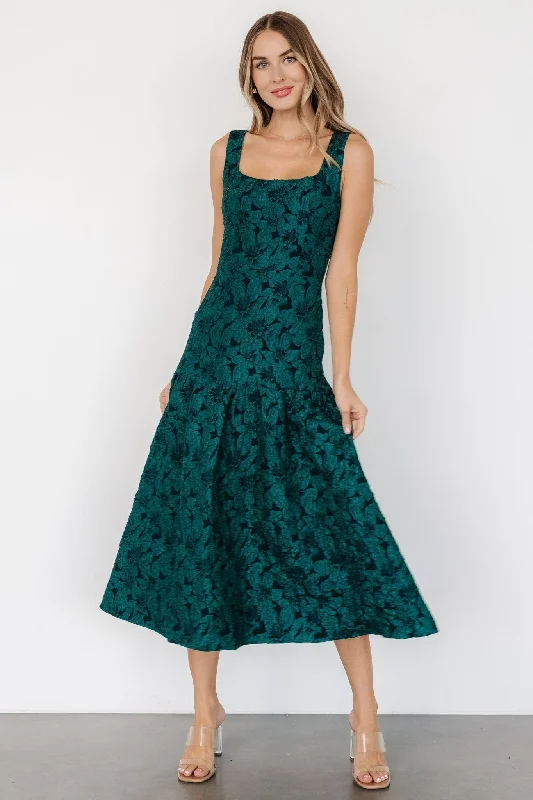 office dressMerial Embossed Dress | Dark Green