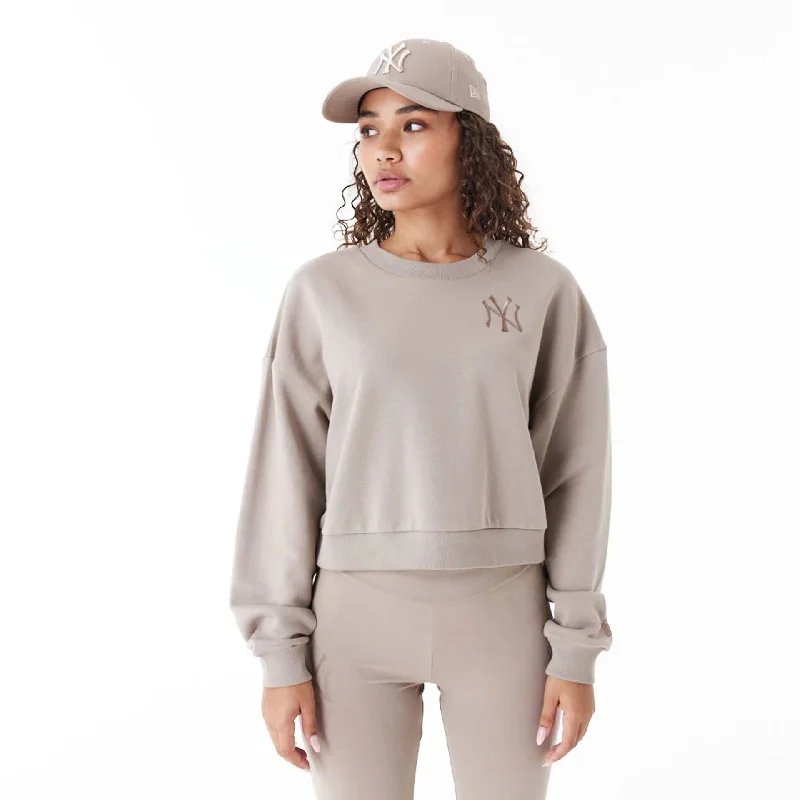 Savings Spectacular New York Yankees Womens MLB Lifestyle Brown Crop Crew Neck Sweatshirt