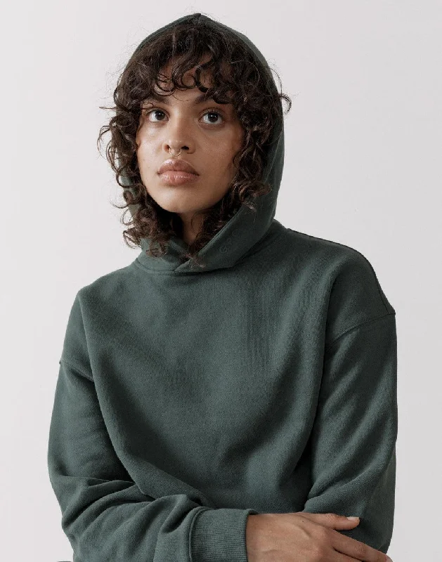 breathable hoodieThe Womens Pullover Crop Hoodie in Earth Green