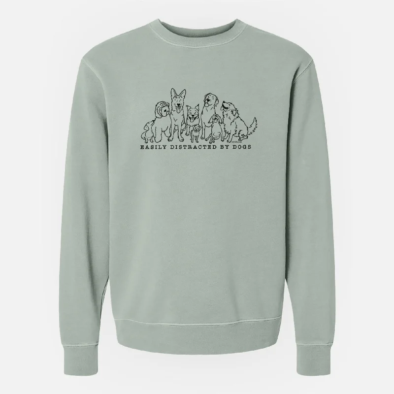 Don’t Miss Out Distracted by Dogs - Unisex Pigment Dyed Crew Sweatshirt