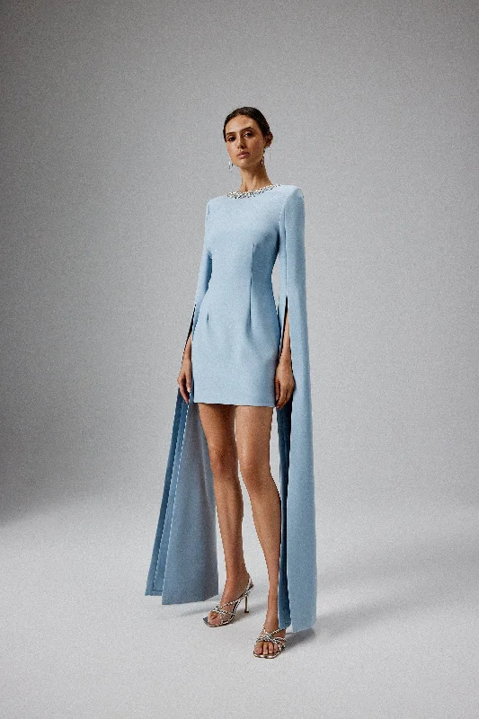 bodycon dressTILLY Cape Sleeve Mini Dress in Light Blue