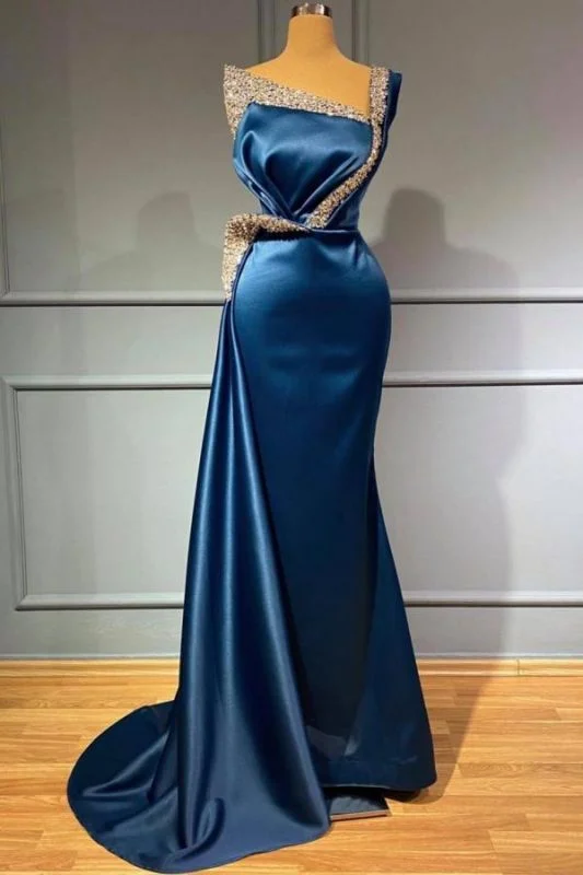 Can't Miss Elegant Starps One Shoulder Mermaid Evening Gowns Beadings Prom Dress,DS2753
