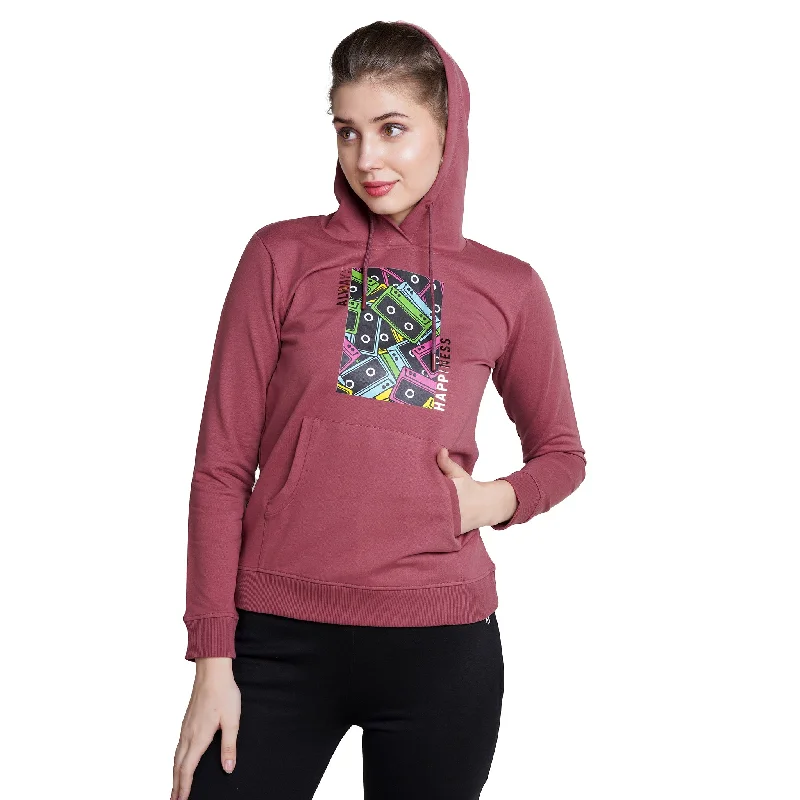 Midnight Madness Wine Colour Women's Full Sleeves Pullover Hoodie