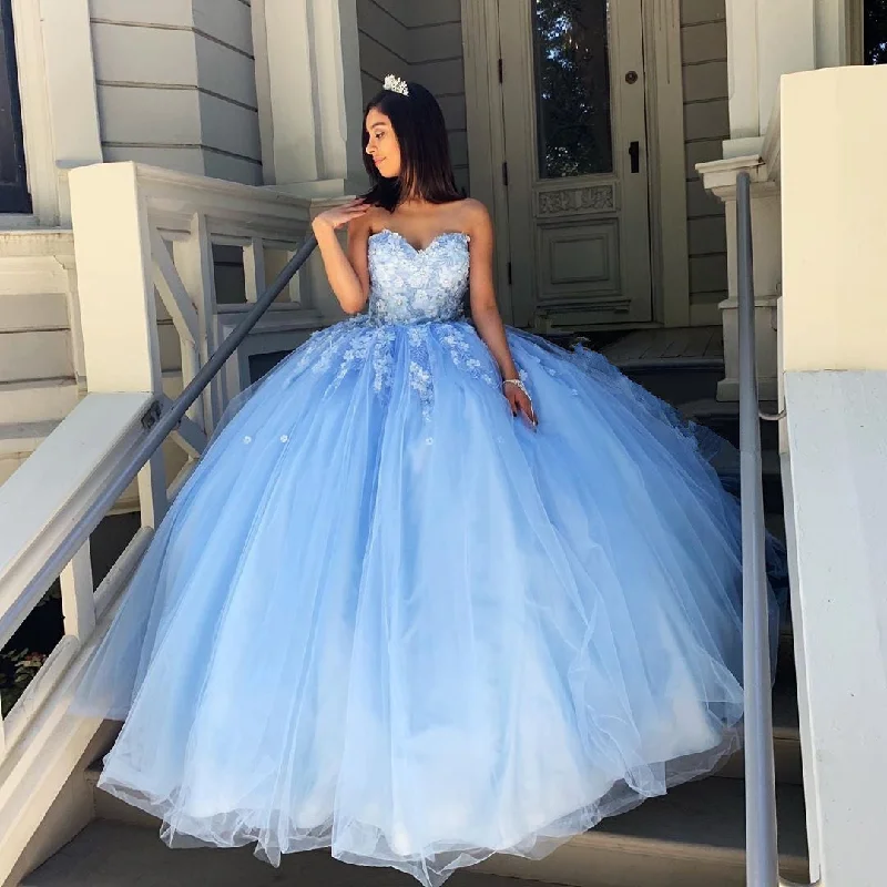 Price Rollback Princess Ball Gown Sweetheart Blue Prom/Evening Dresses with Appliques ,DS4484 Price Rollback Princess Ball Gown Sweetheart Blue Prom/Evening Dresses with Appliques ,DS4484