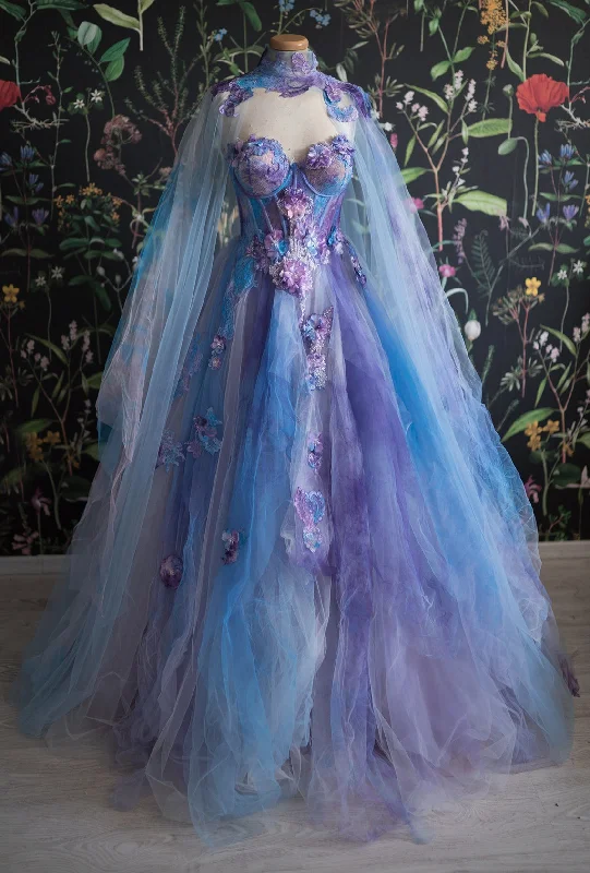 Online Only Elegant lace  embroidery tulle Long Prom Dress,DS4372