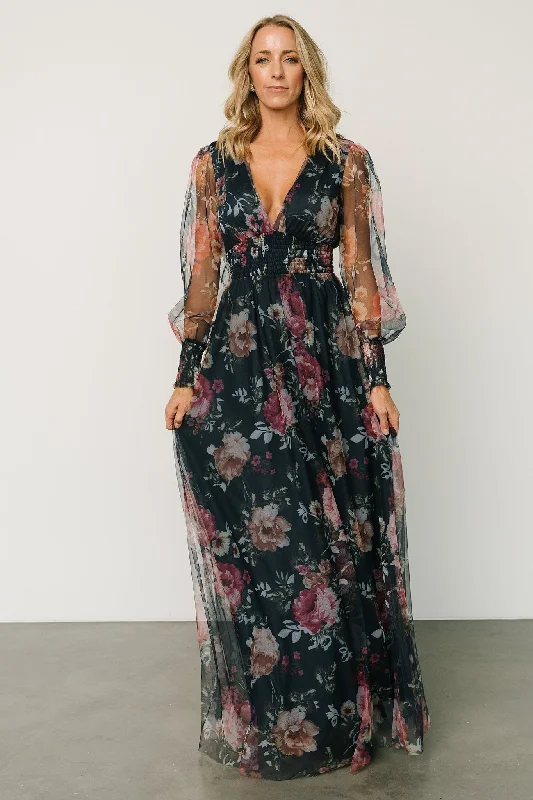 Limited Edition Layla Tulle Maxi Dress | Garden Navy Floral