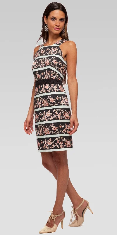 While Supplies Last Boarder Floral Eyelet Banded Bodycon Mini Dress