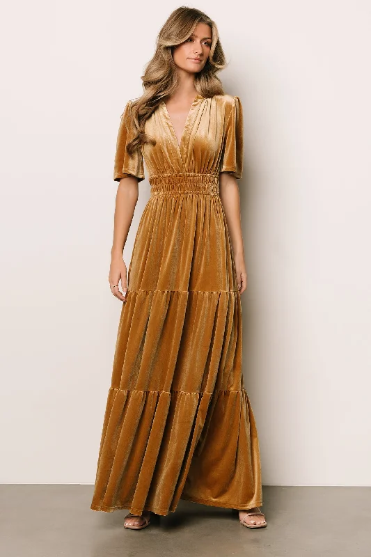 Special Discount Artemis Velvet Maxi Dress | Dark Gold