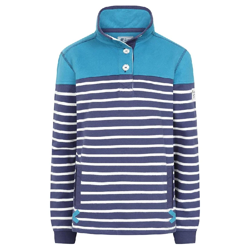 graphic gym sweatshirtLJ6 - Striped Button Neck Sweatshirt - Peacock