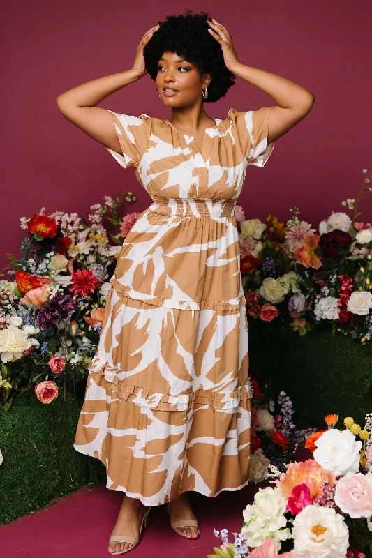 Mega Sale Palmer Tiered Maxi Dress | Camel + White