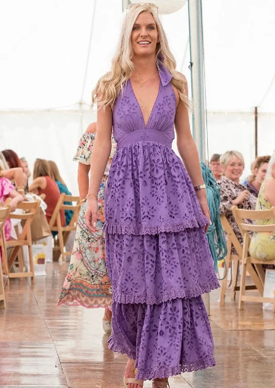 Price Reduction Halter Neck Maxi Dress Violet