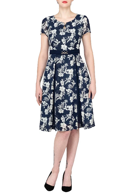 Buy Now TWO PEARS-Floral A Line Pleated Dress