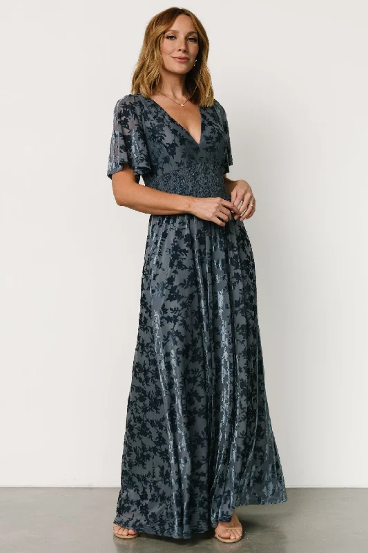 knit dressVeronica Velvet Maxi Dress | Whisper Blue