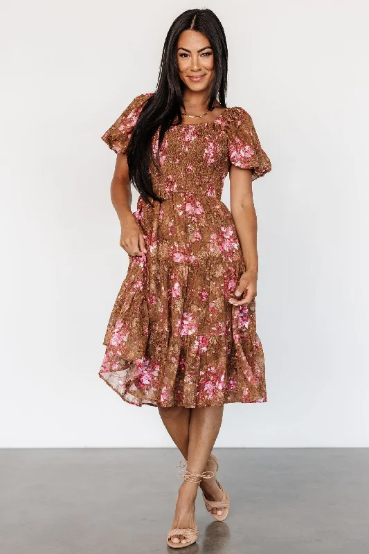 form-fitting dressLizzy Midi Dress | Copper + Pink