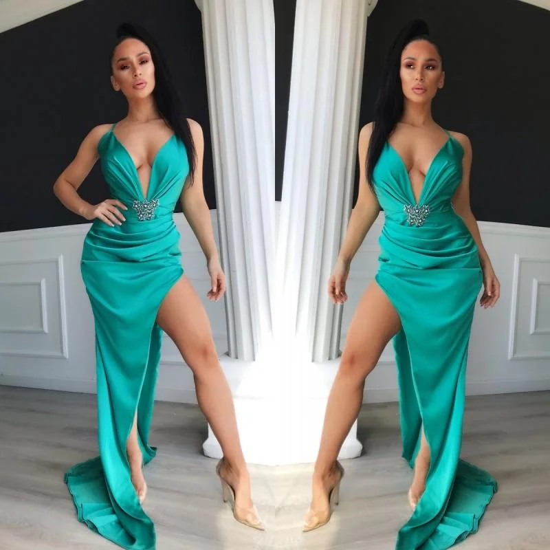 Act Fast SEXY V-NECK SLEEVELESS LONG PROM DRESS WITH SPLIT,DS3518