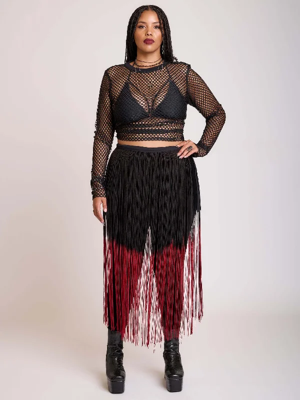 trendy bodycon dressDipped in Blood Fringe Belt